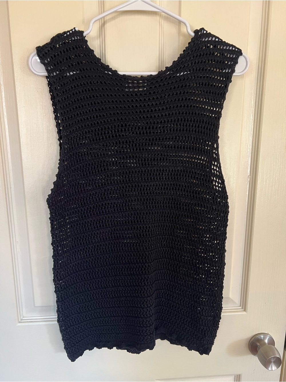 Wilfred Open Knit Cotton Tunic Tank Black Boho Beach Coverup